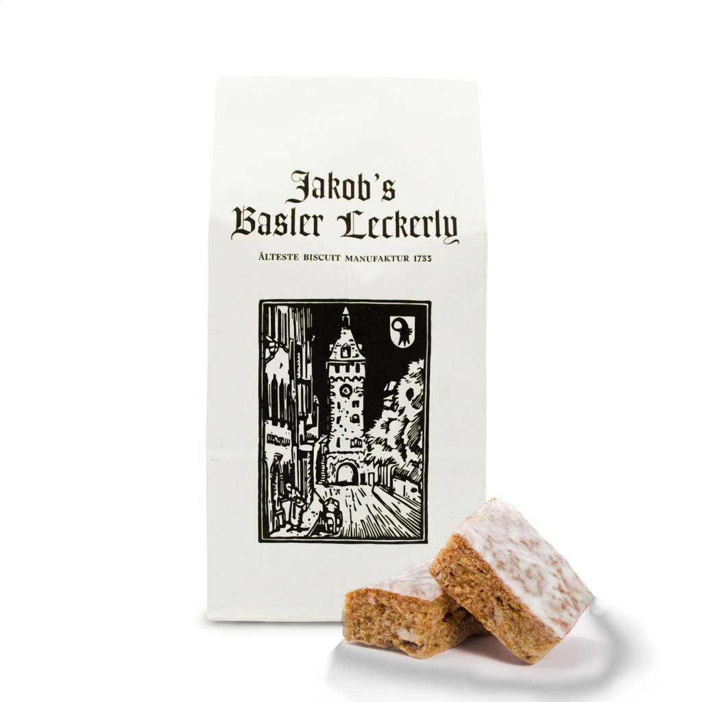 Basler Läckerli - Papier Sack mit Jakob's Basler Leckerly 1753